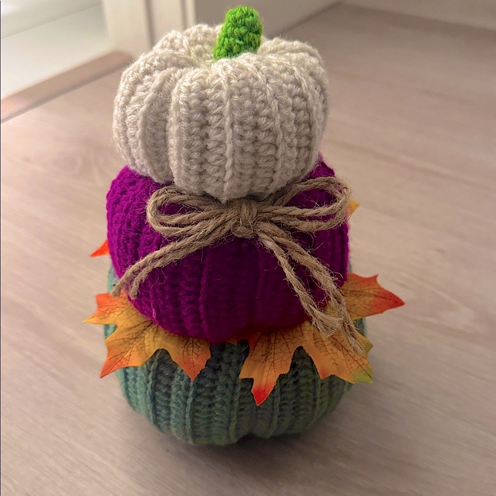Handcrafted Crochet Knit Pumpkin Stack Decor